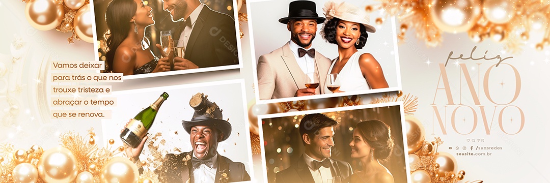 Carrossel Feliz Ano Novo Vamos Deixar para Trás o Que nos Trouxe Tristeza Social Media PSD Editável