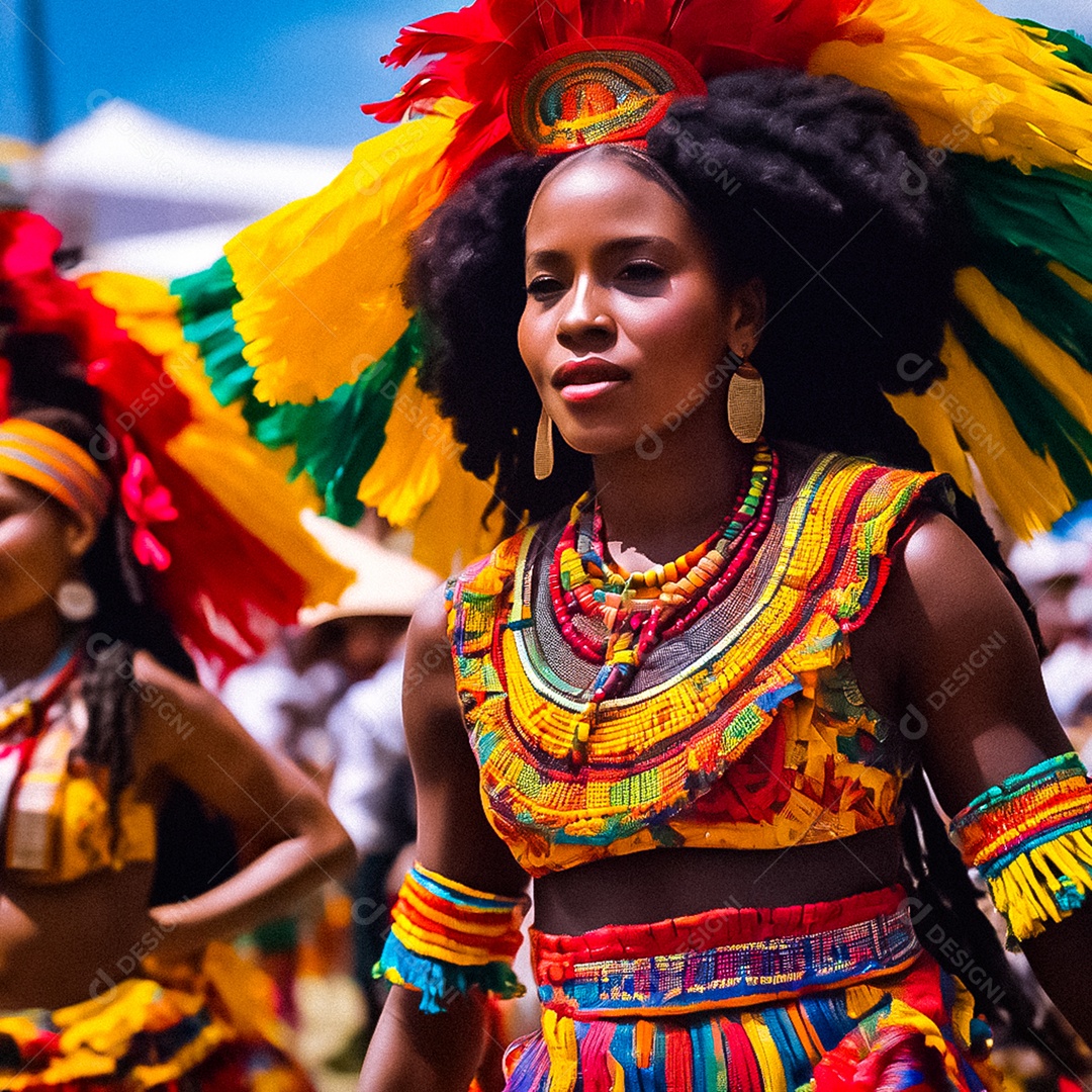 Mulher negra com fantasia de carnaval