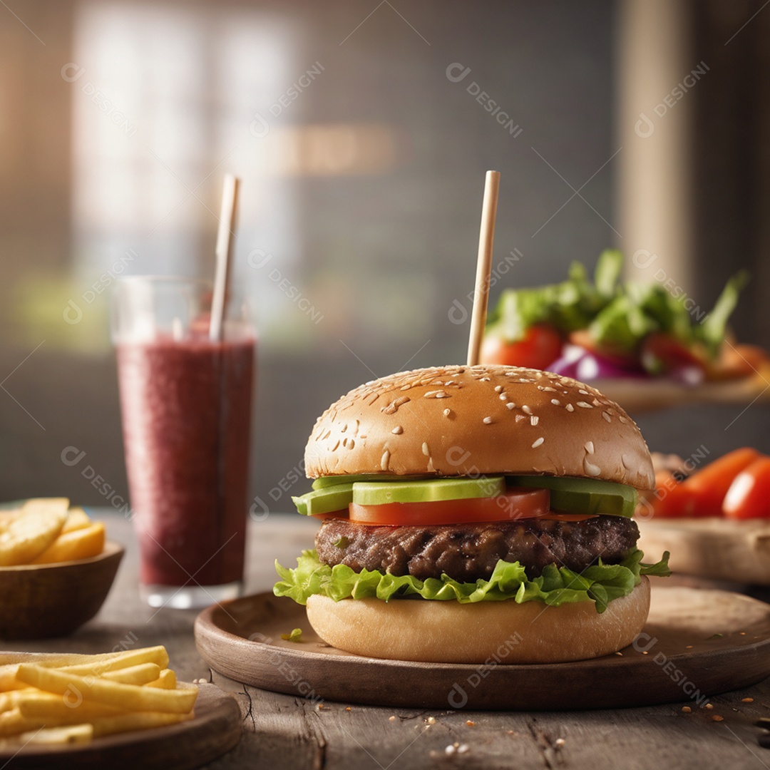 Delicioso hamburguer sobre a mesa