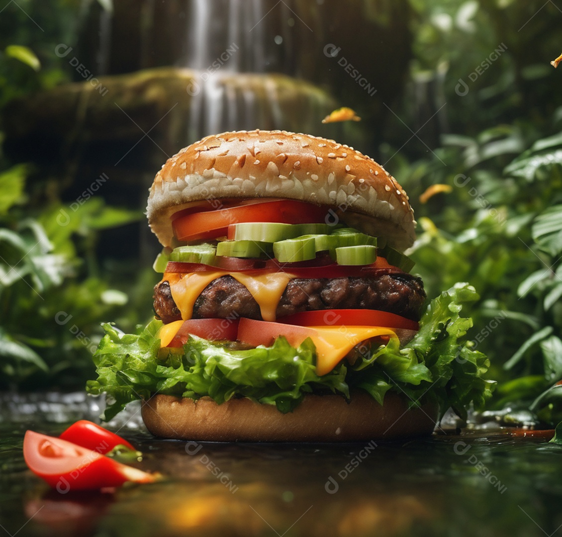 Delicioso hamburguer sobre a mesa