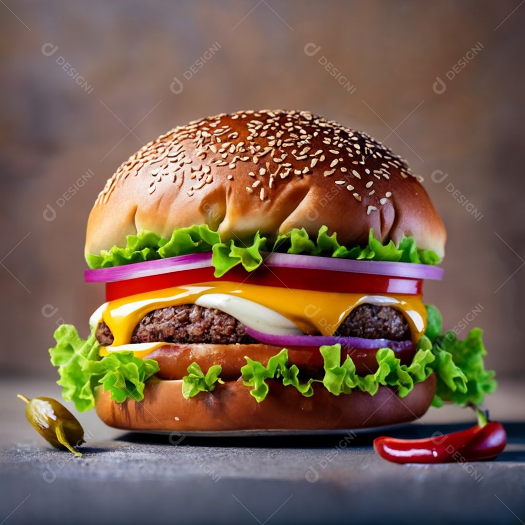 Delicioso hamburguer sobre a mesa