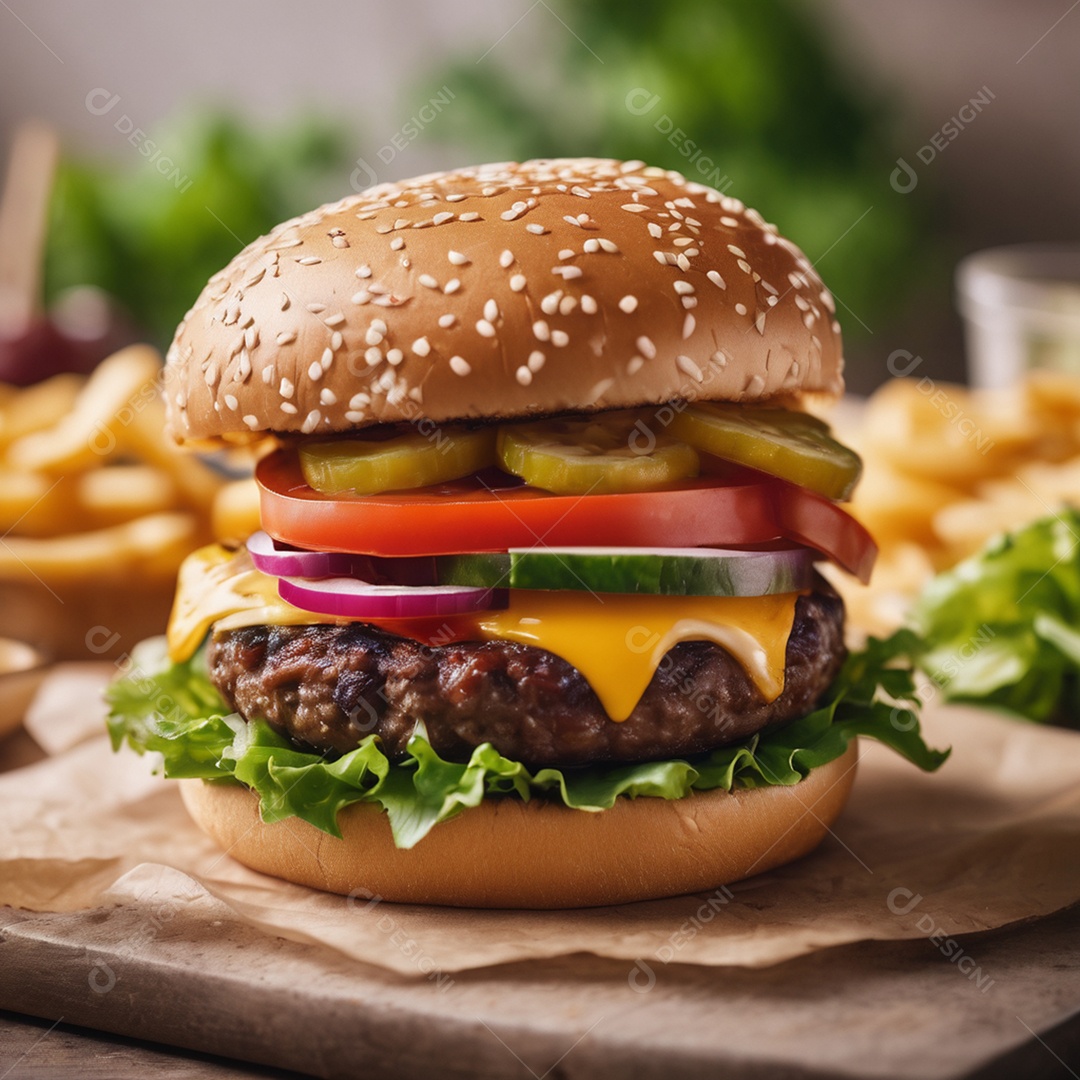 Delicioso hamburguer sobre a mesa