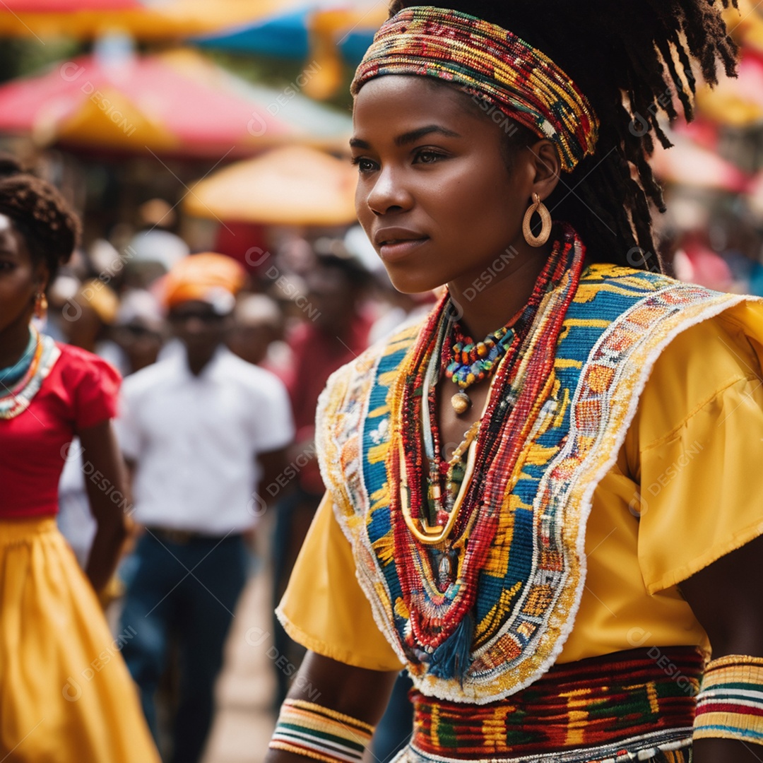 Mulher negra com fantasia de carnaval