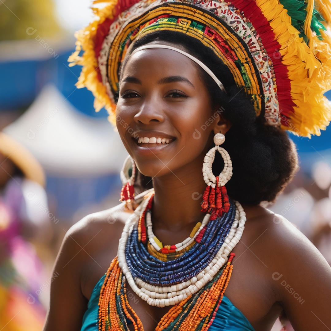 Mulher negra com fantasia de carnaval