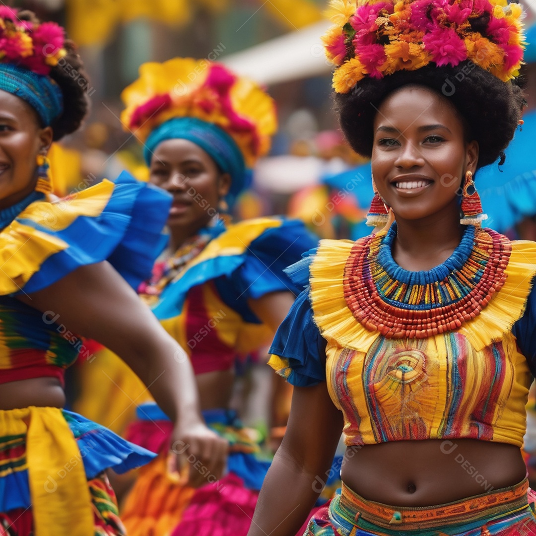 Mulher negra com fantasia de carnaval
