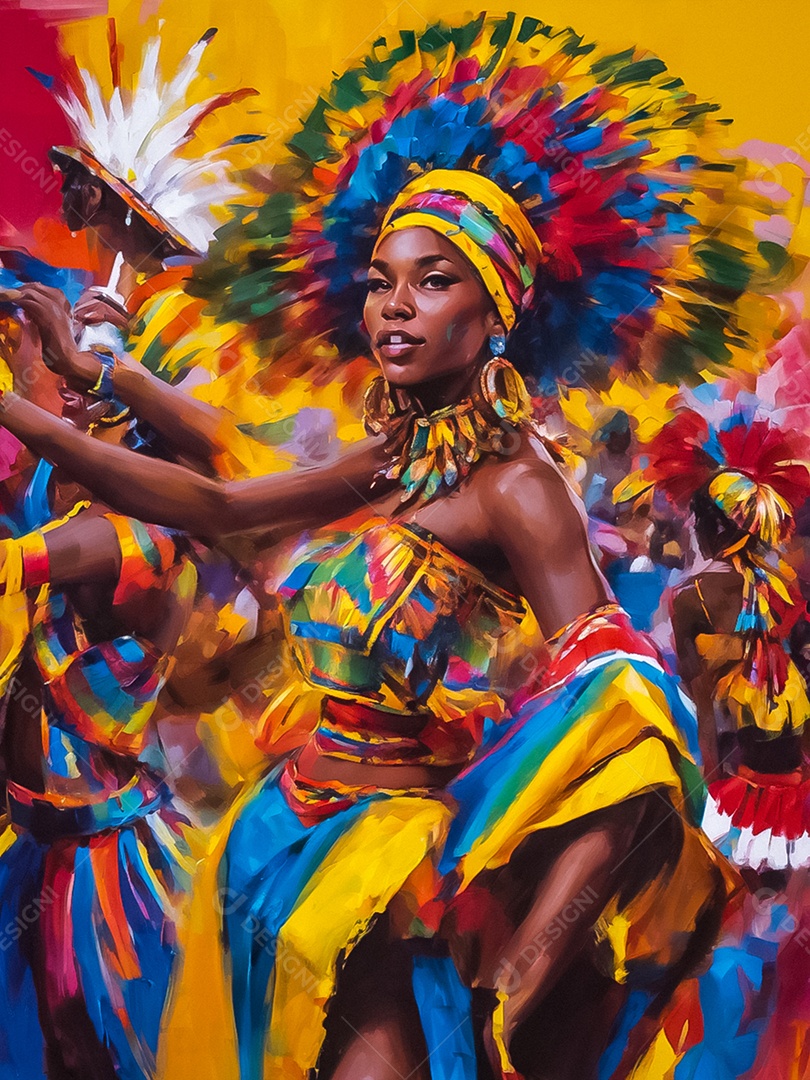 Mulher negra com fantasia de carnaval