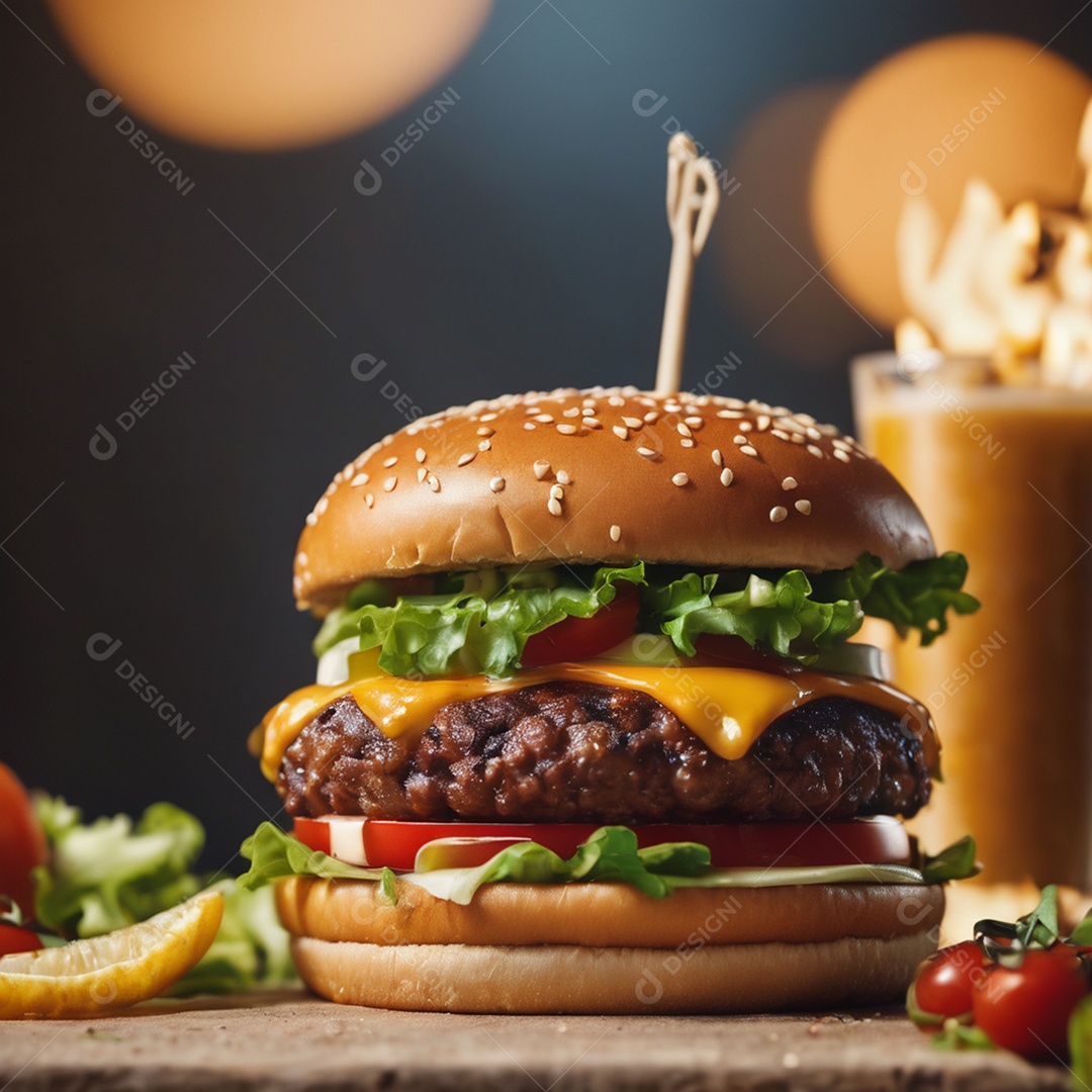 Delicioso hamburguer sobre a mesa