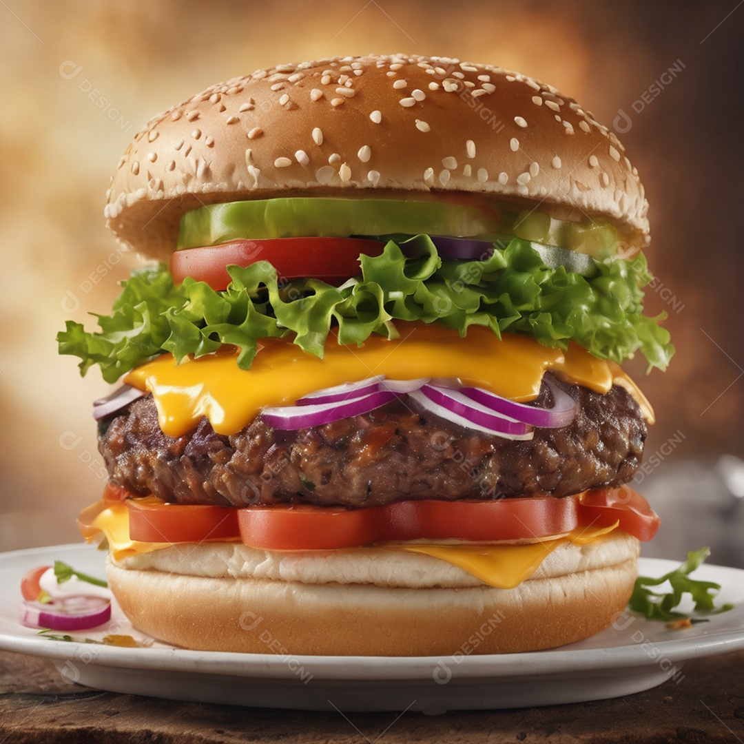 Delicioso hamburguer sobre a mesa