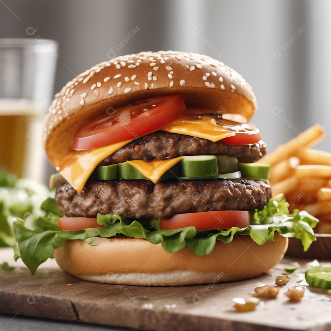 Delicioso hamburguer sobre a mesa