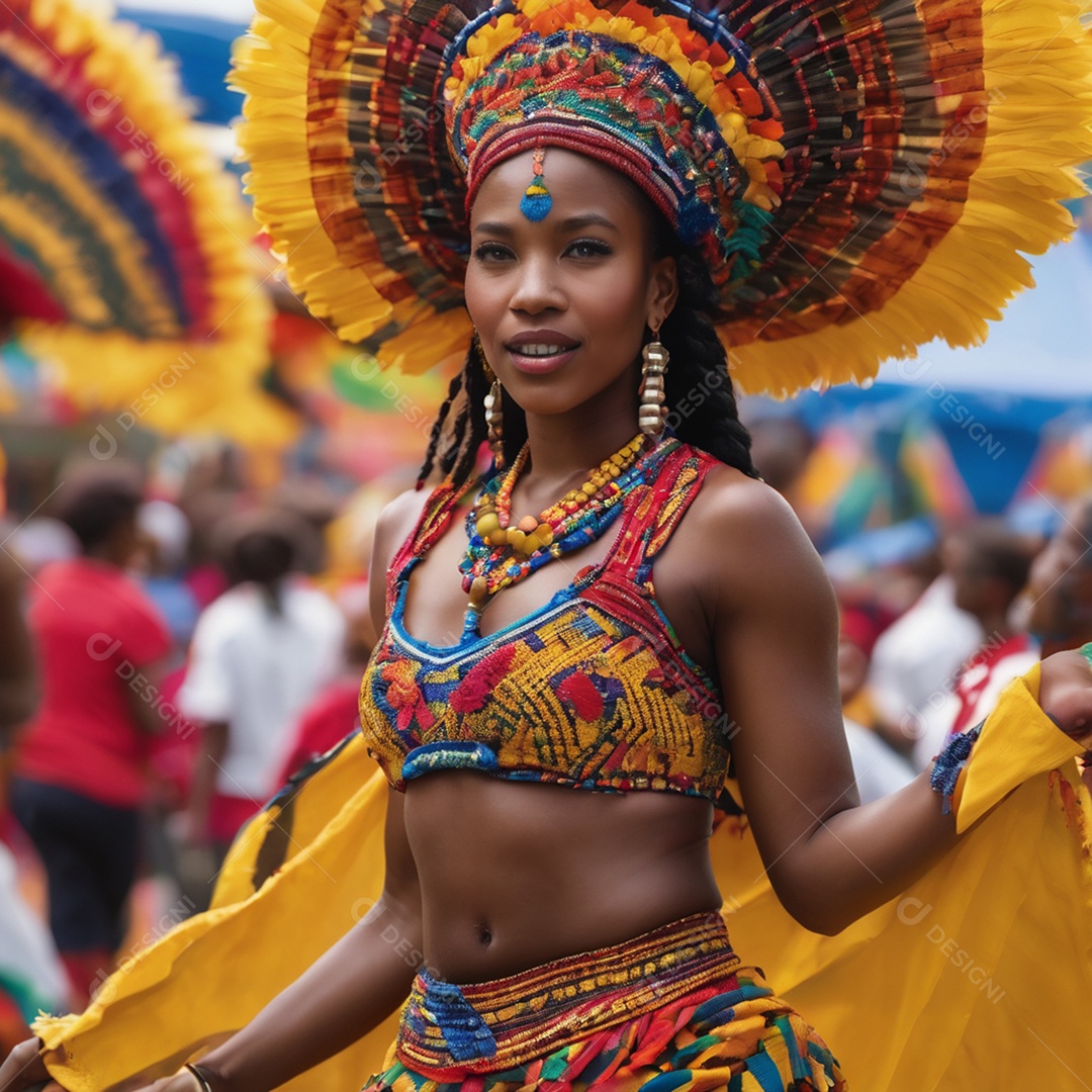 Mulher negra com fantasia de carnaval