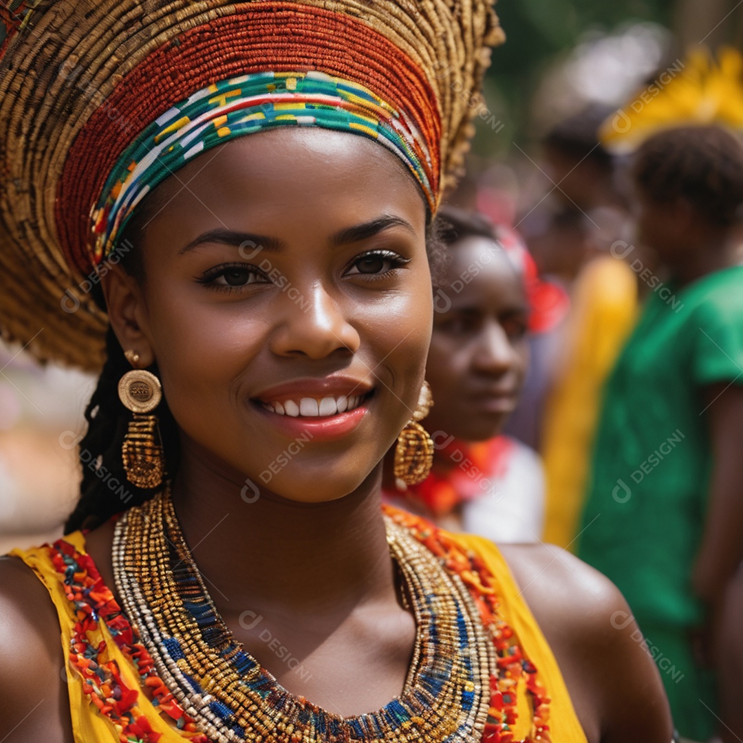 Mulher negra com fantasia de carnaval