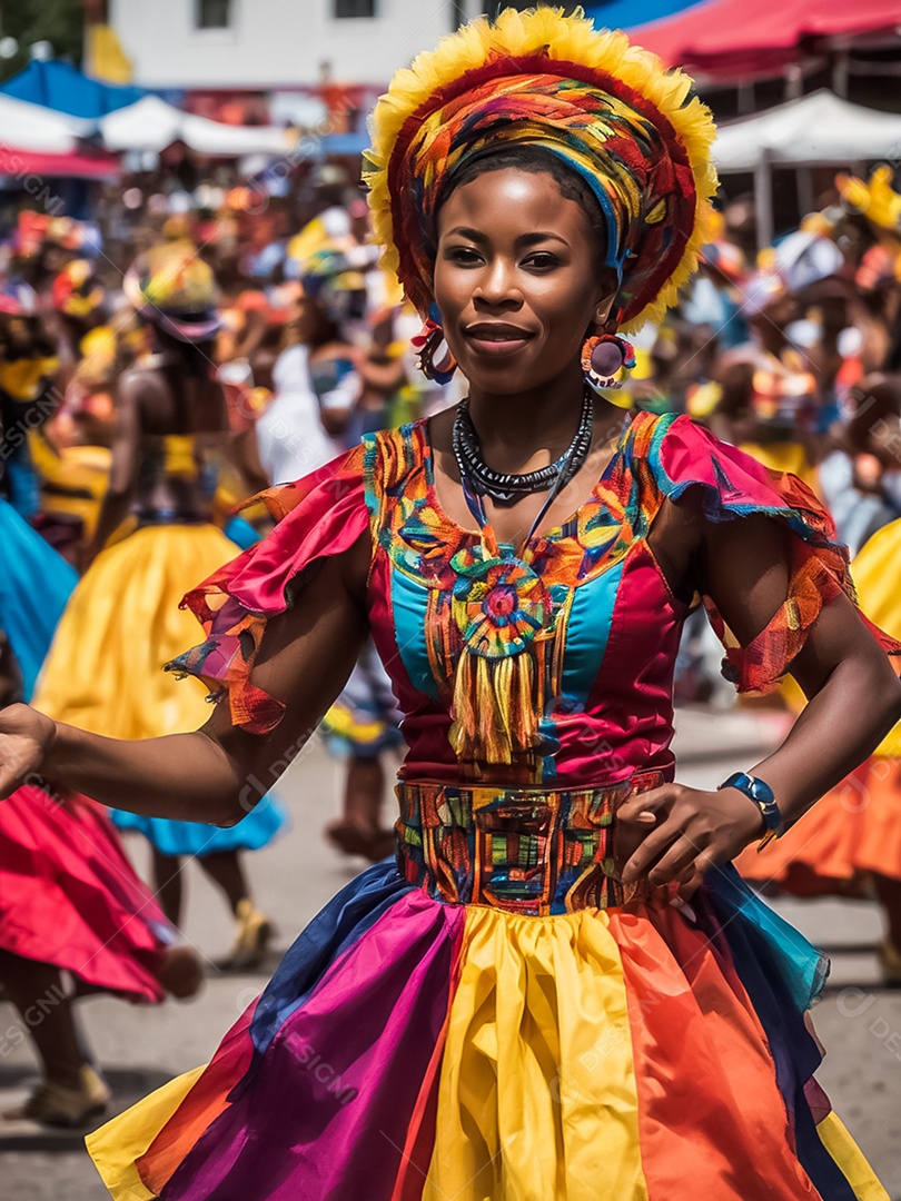 Mulher negra com fantasia de carnaval