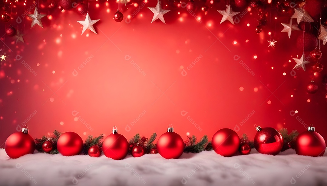 Imagem de natal com cores vermelhas e bolas para composição de natal