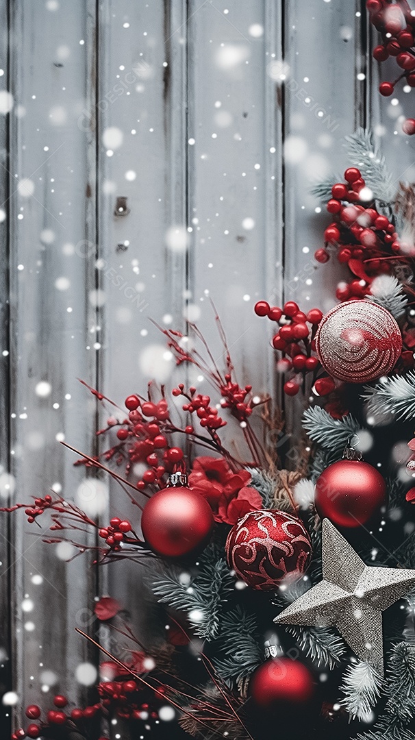 Fundo com bolas de Natal em brilhos