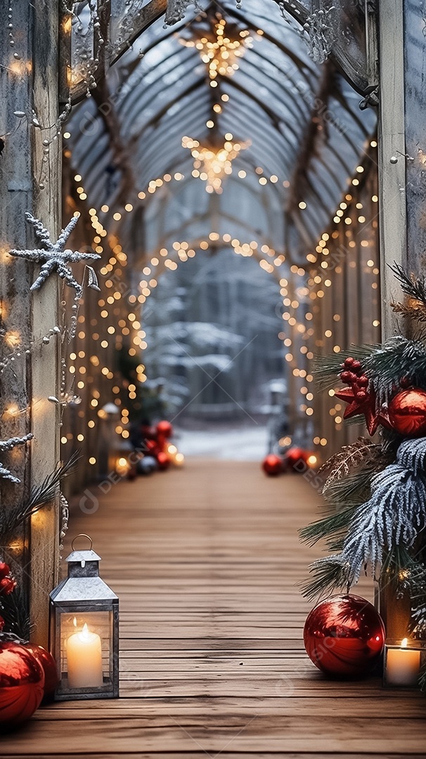 Fundo com bolas de Natal em brilhos