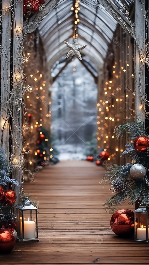 Fundo com bolas de Natal em brilhos