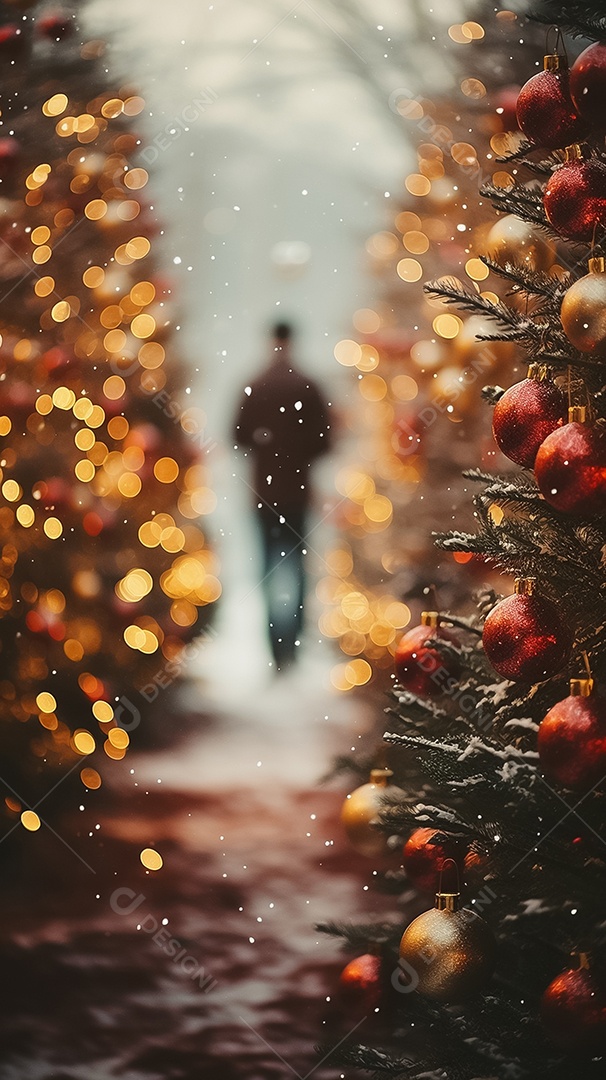 Fundo com bolas de Natal em brilhos