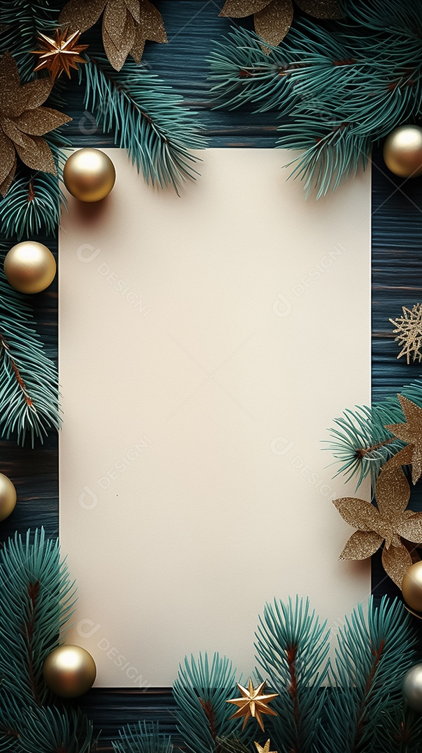 Moldura de Natal de abeto, fundo de decorações de Natal.