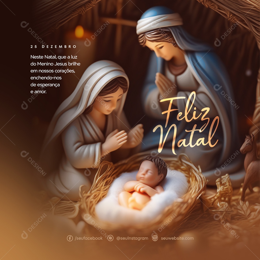 Social Media Feliz Natal 25 Dezembro Esperança e Amor PSD Editável