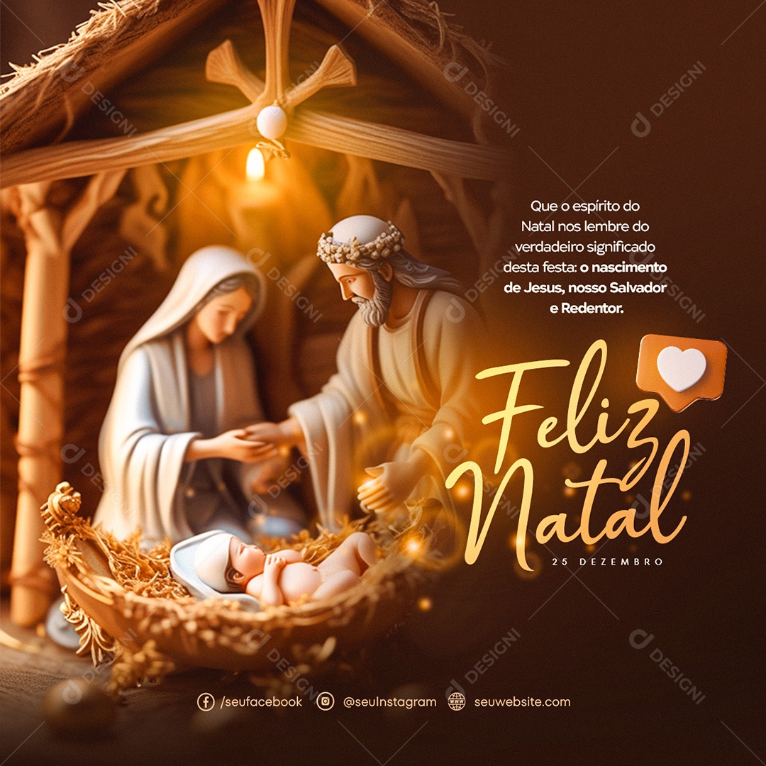 Social Media Feliz Natal 25 De Dezembro Nosso Salvador PSD Editável