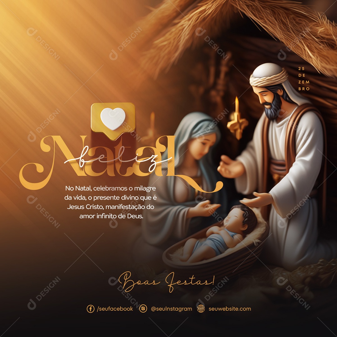 Feliz Natal Amor Infinito De Deus Social Media PSD Editável