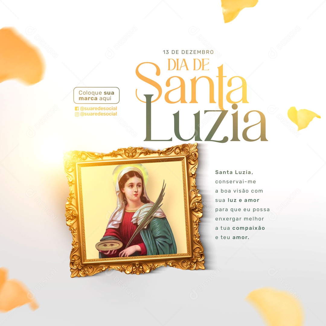 Social Media Dia De Santa Luzia Tua Compaixão 13 De Dezembro PSD Editável