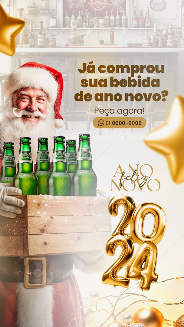 Story Já Comprou Sua Bebida De Ano Novo Feliz 2024 Social Media PSD Editável