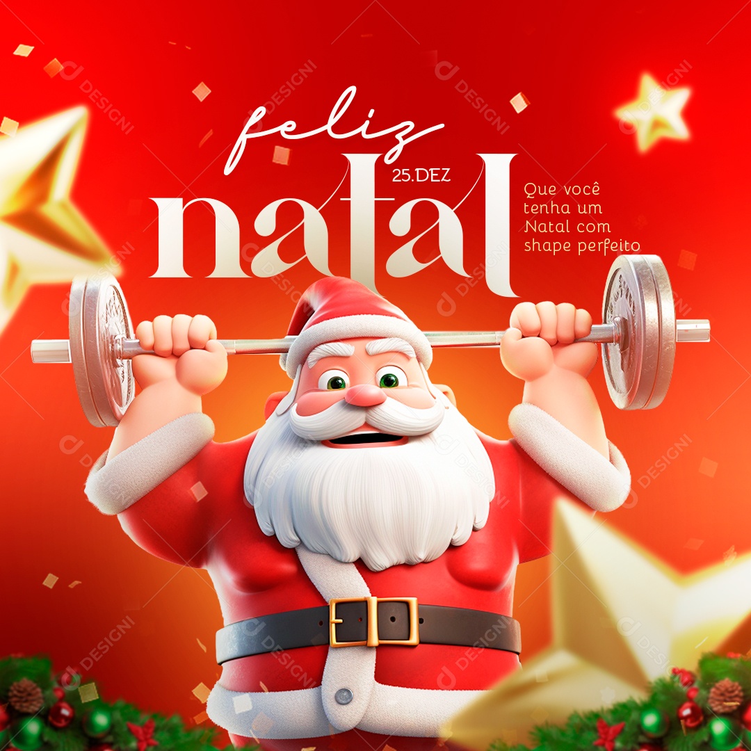 Um Natal Com Shape Perfeito Feliz Natal Social Media PSD Editável