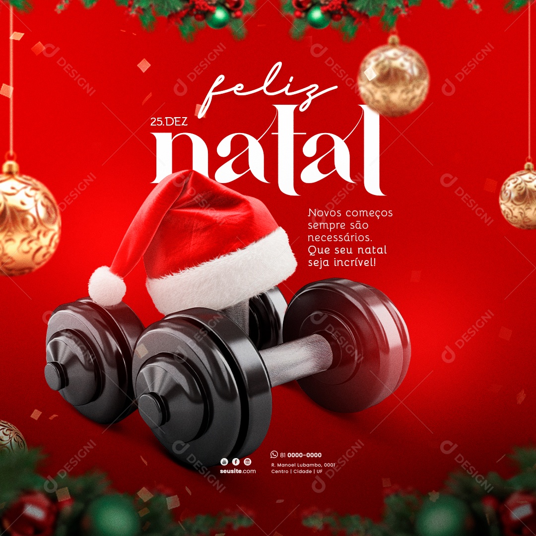 Feliz Natal 25 Natal Novos Começos Social Media PSD Editável