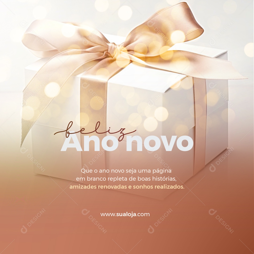 Feliz Ano Novo que seja Repleto de Boas Histórias Amizades Renovadas e Sonhos Realizados Social Media PSD Editável