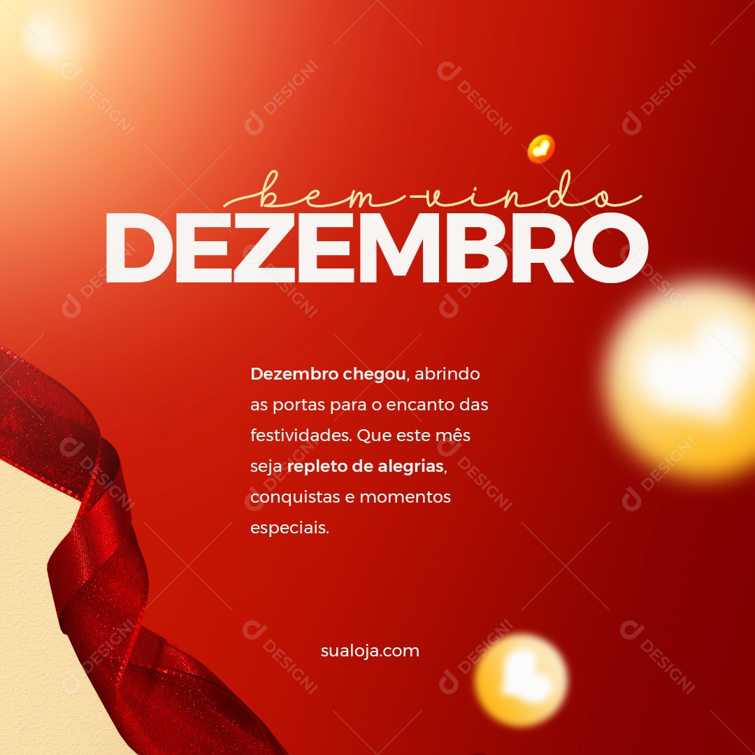 Bem Vindo Dezembro Chegou Abrindo as Portas para o Encanto das Festividades Social Media PSD Editável