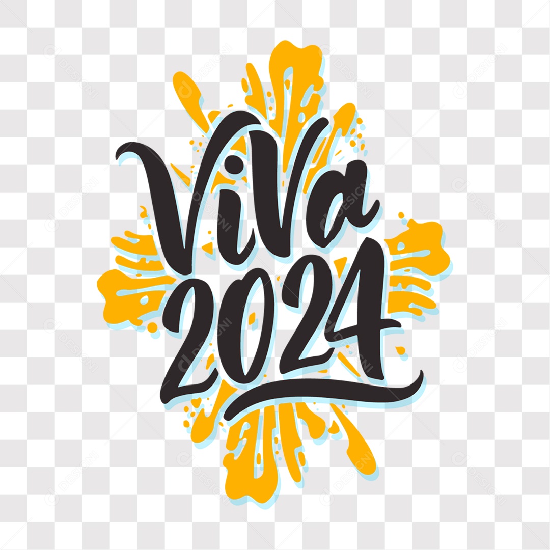 Lettering Viva 2024 Texto Preto EPS + PNG