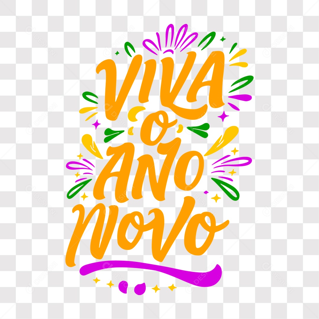 Lettering Viva o Ano Novo Ano Novo Texto Laranja EPS + PNG