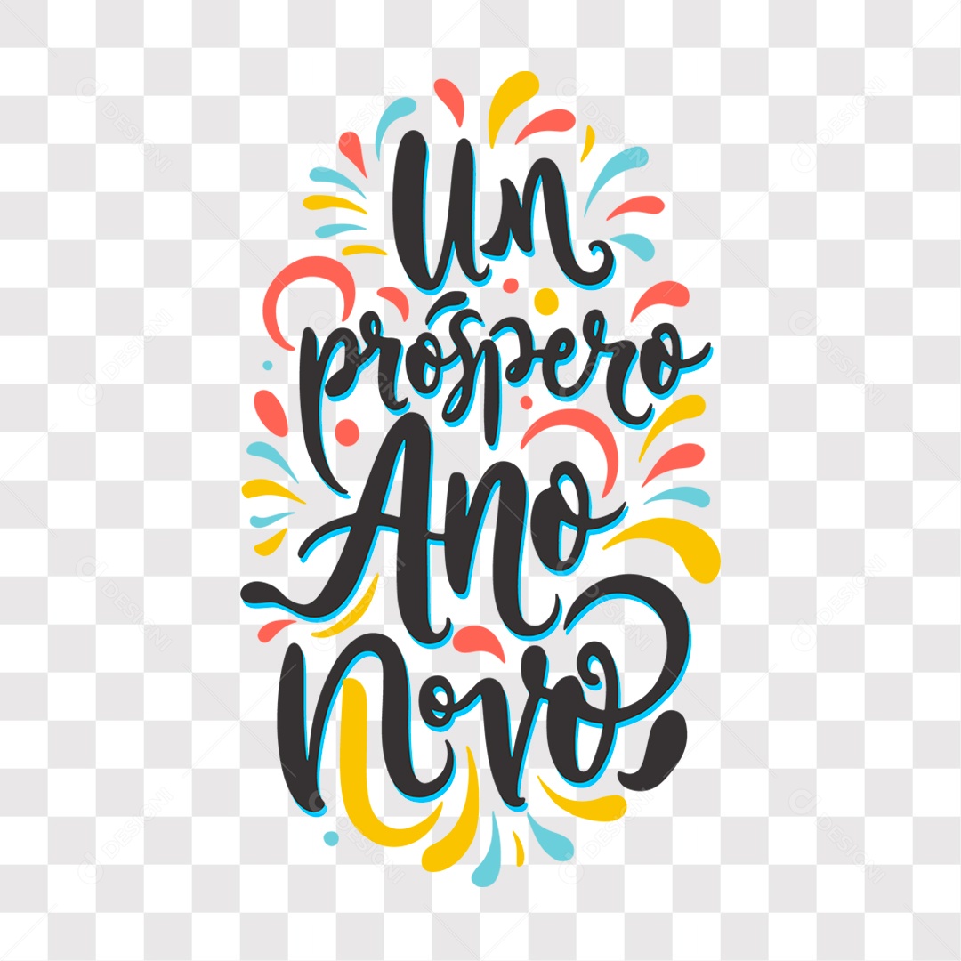 Lettering Um Próspero Ano Novo Texto Preto EPS + PNG