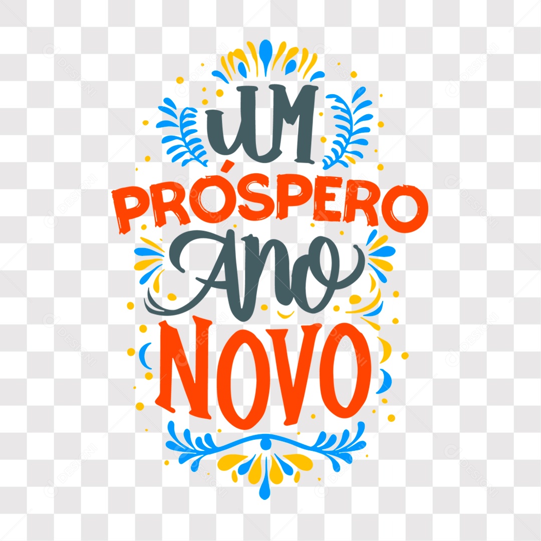 Lettering Um Próspero Ano Novo Texto Preto e Vermelho EPS + PNG