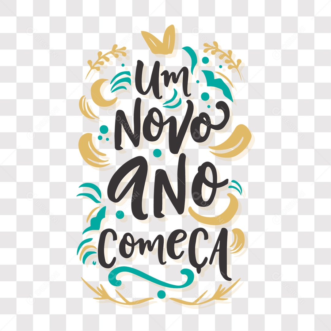 Lettering Um Novo Ano Começa Texto Preto EPS + PNG