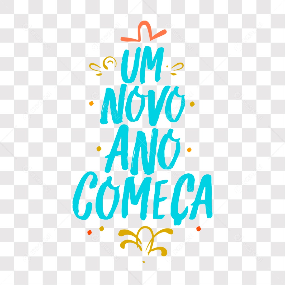 Lettering Um Novo Ano Começa Texto Azul EPS + PNG