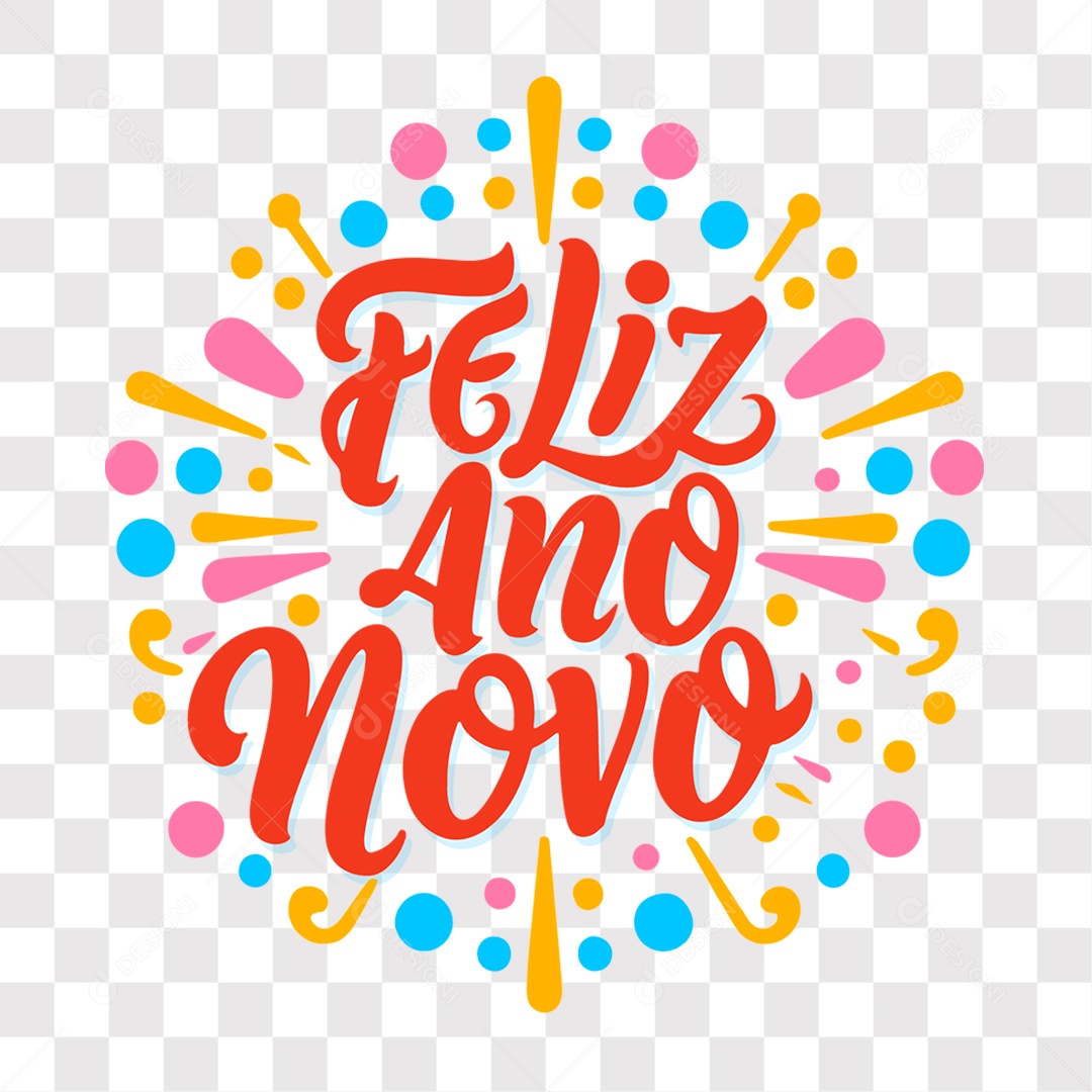 Lettering Feliz 2024 Texto Vermelho EPS + PNG