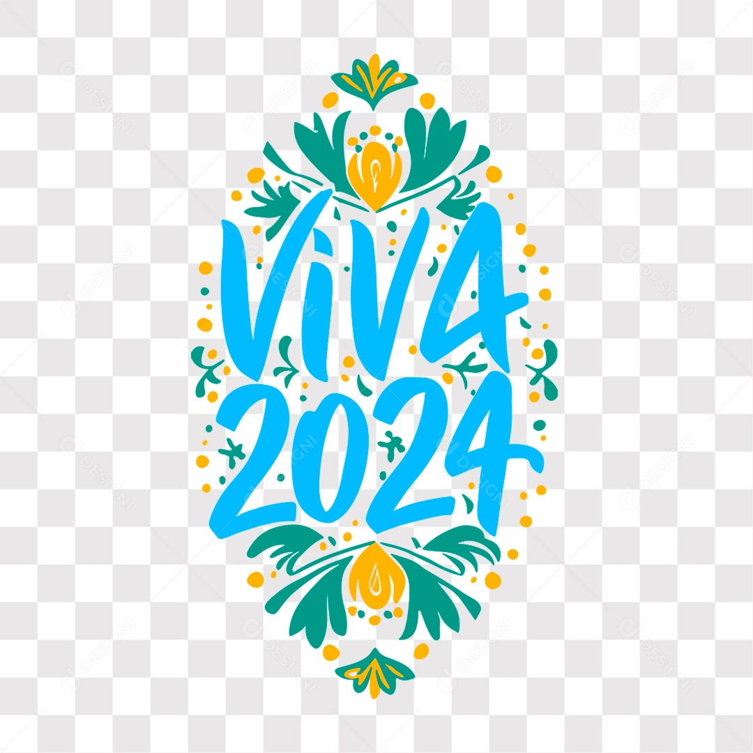 Lettering Viva 2024 Texto Azul EPS + PNG