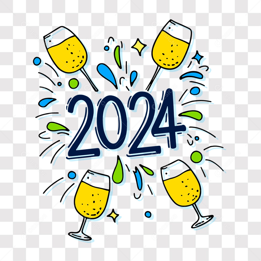 Lettering Ano Novo 2024 Texto Azul EPS + PNG