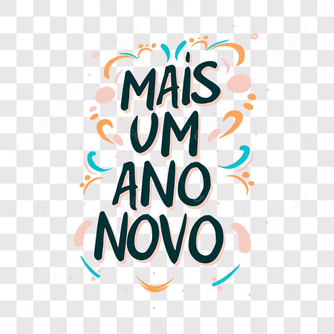 Lettering Mais Um Ano Novo Texto Preto EPS + PNG