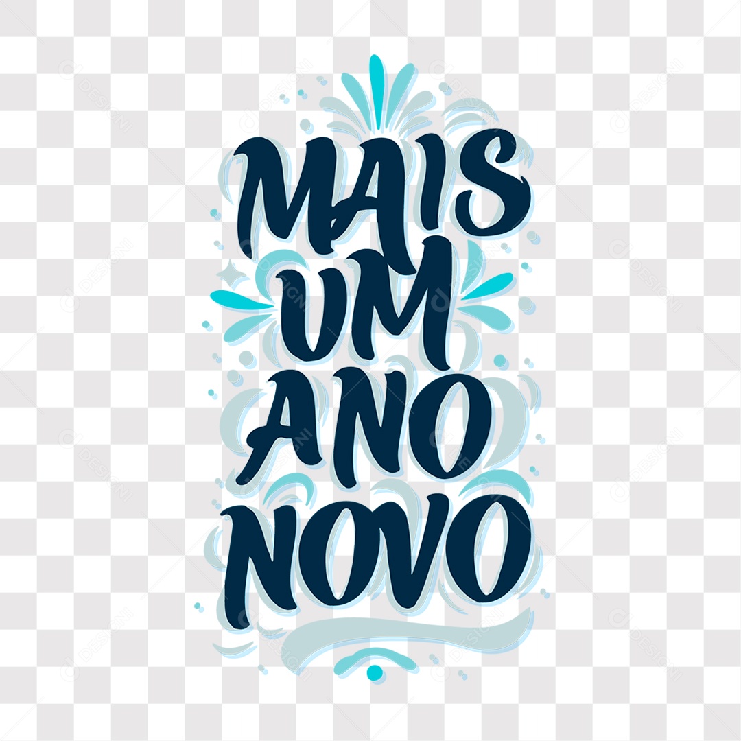 Lettering Mais Um Ano Novo Texto Azul EPS + PNG