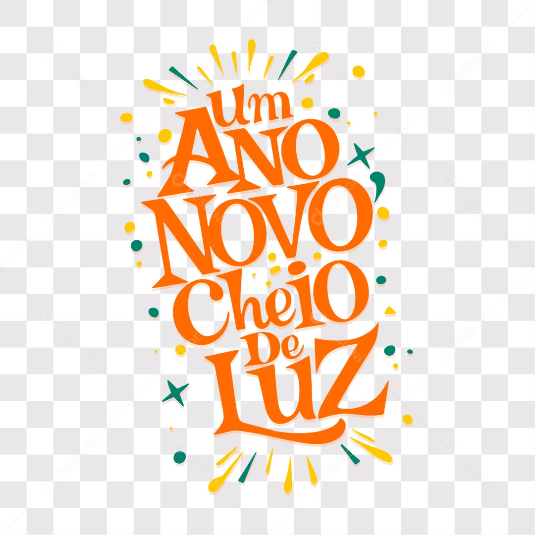 Lettering Um Ano Novo Cheio de Luz EPS + PNG
