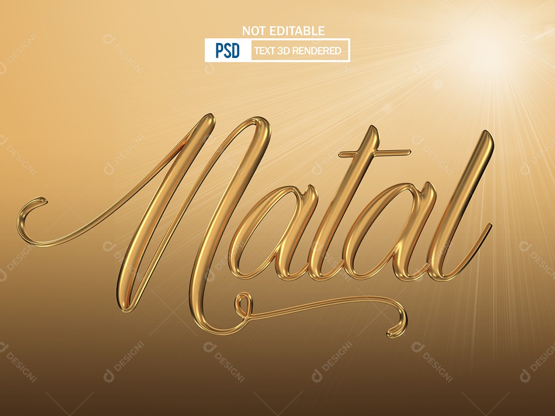 Natal Texto 3D Dourado para Composição PSD