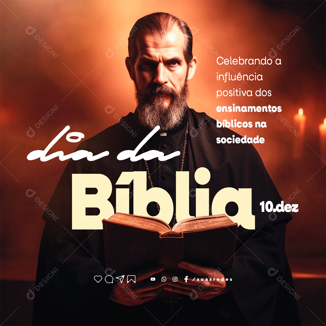 Dia da Bíblia Celebrando a Influência Positiva dos Ensinamentos Social Media PSD Editável