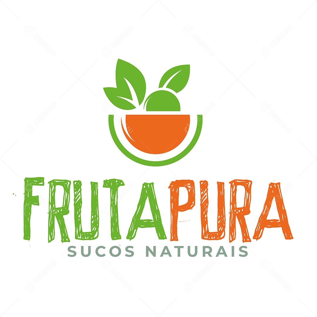 Modelo de Logo Fruta Pura Ilustração Vetor EPS Editável