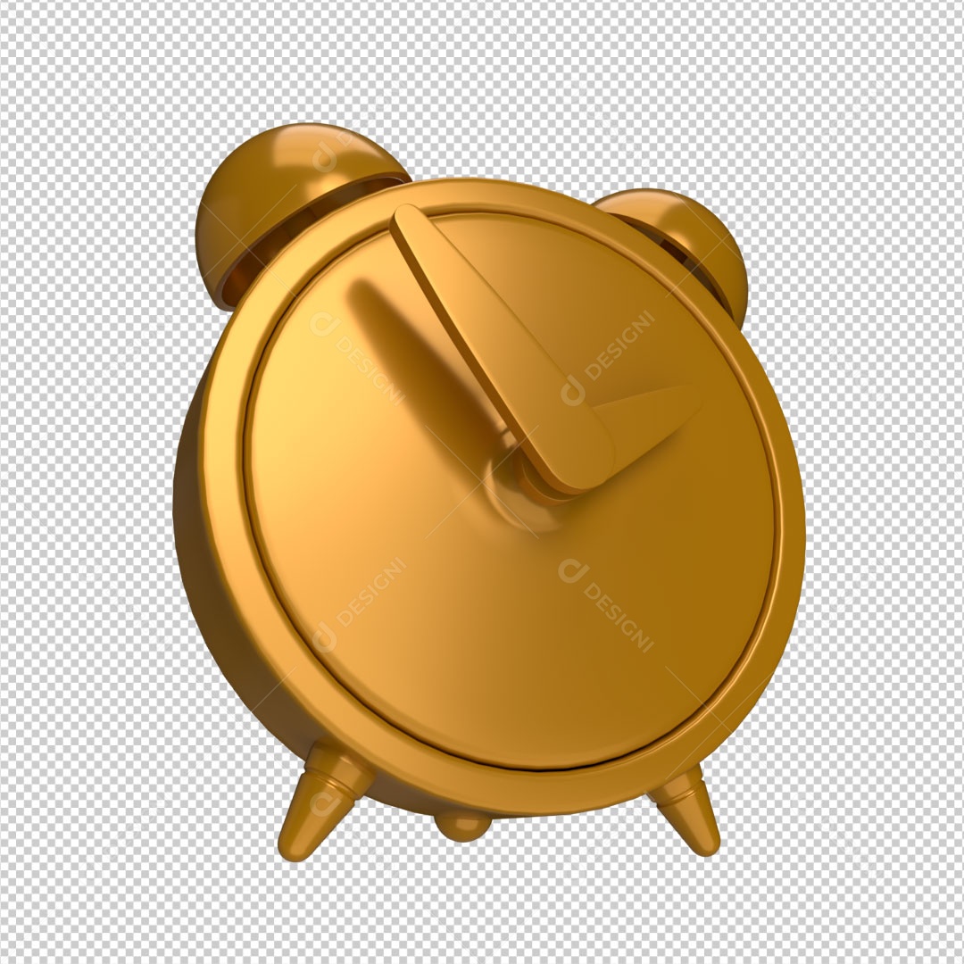 Relógio de Natal Dourado Elemento 3D para Composição PSD