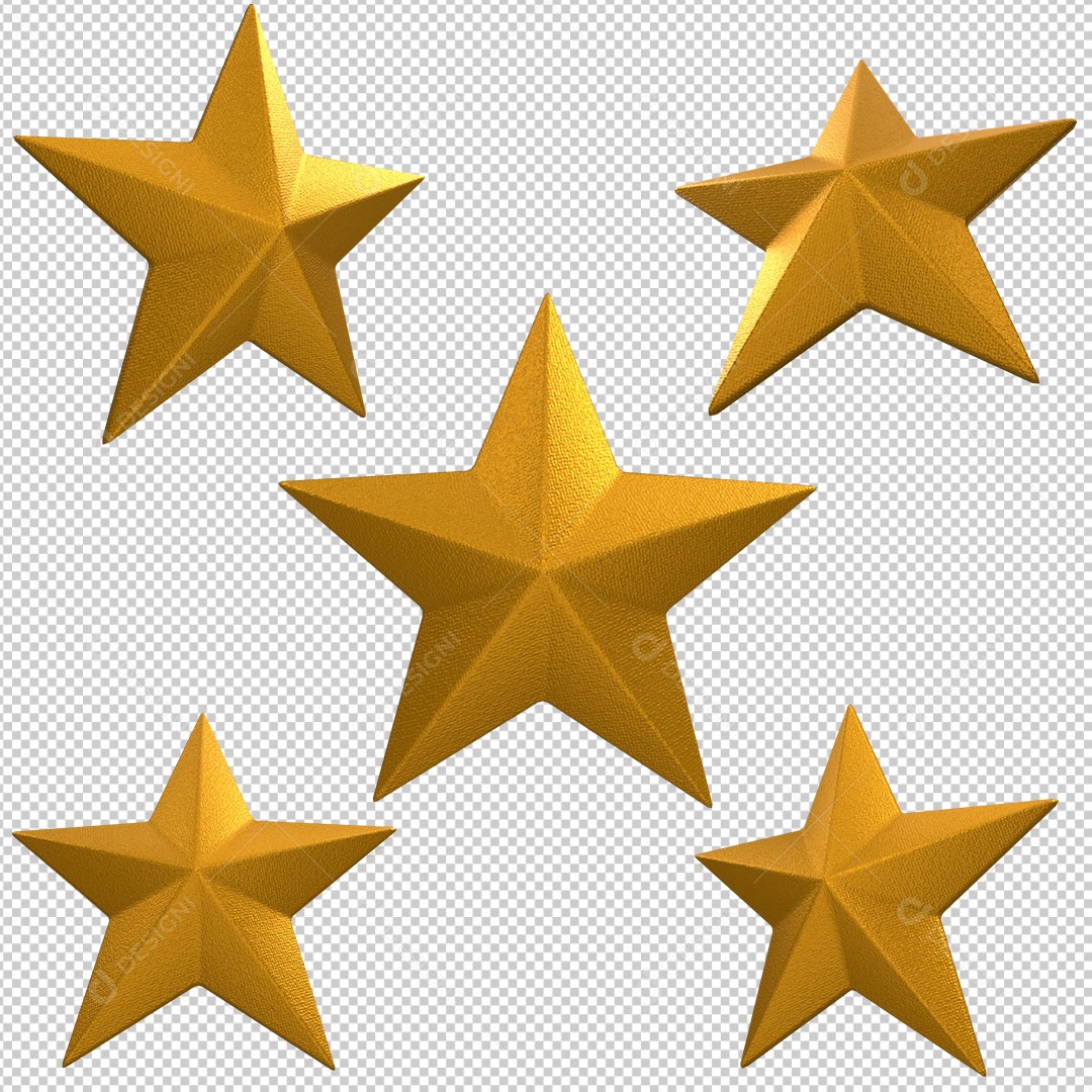 Estrela de Natal Elemento 3D Dourado para Composição PSD