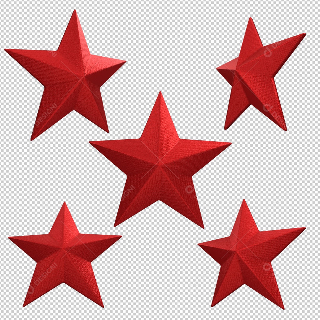 Estrela de Natal Elemento 3D Vermelho para Composição PSD