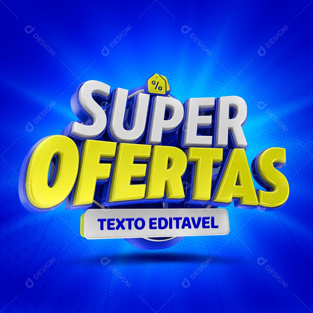 Selo 3D Super Ofertas Texto Editável PSD